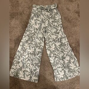 Floral Wide-Leg Pants - Green